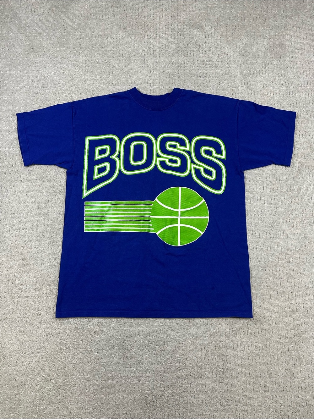 BOSS Royal Blue T-Shirt with Neon Green Graphic